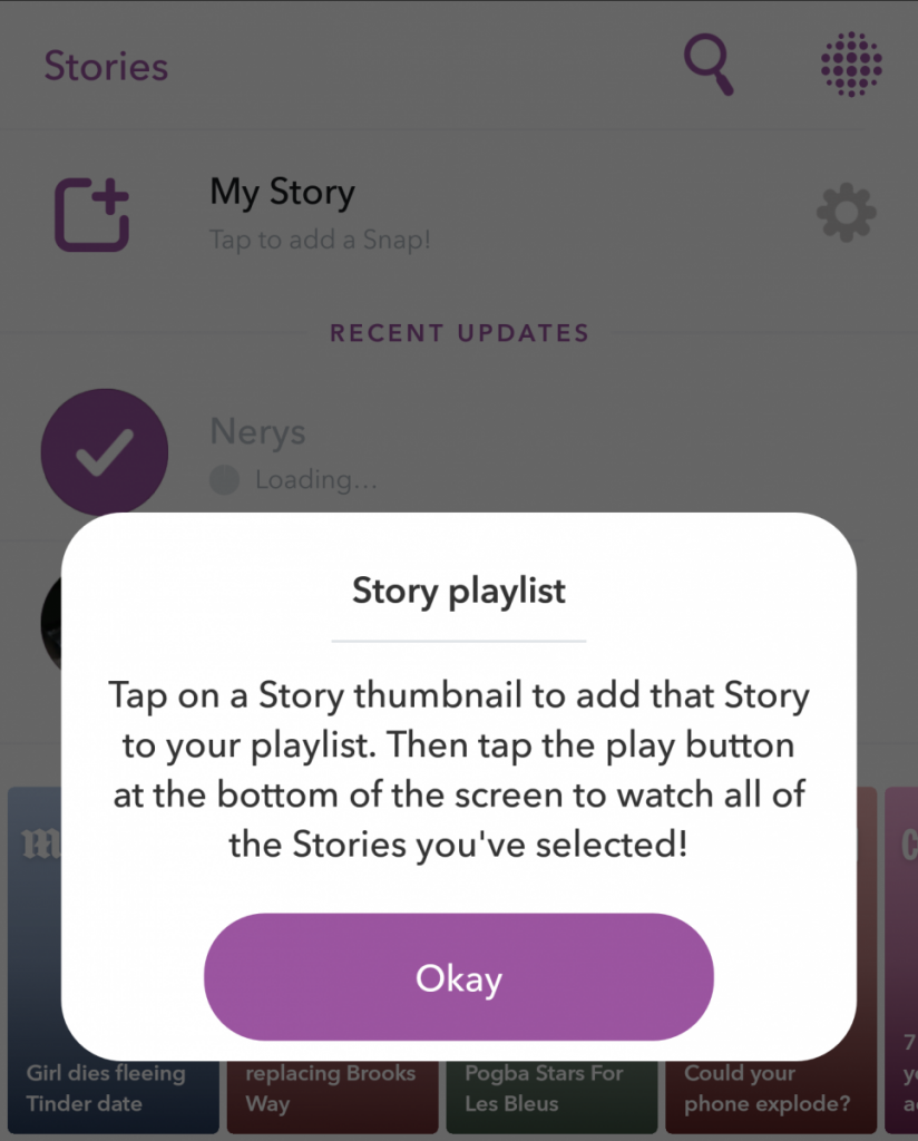 Create a story playlist on Snapchat.