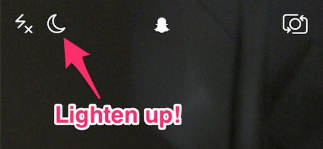 Night camera mode on Snapchat.