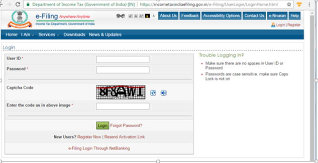 Login on the Income Tax Department website.