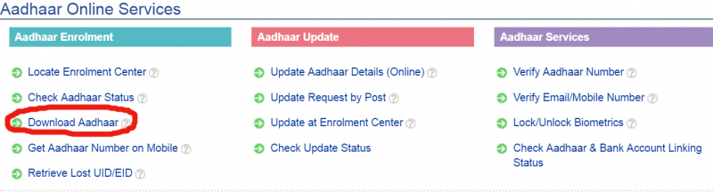 Download aadhaar