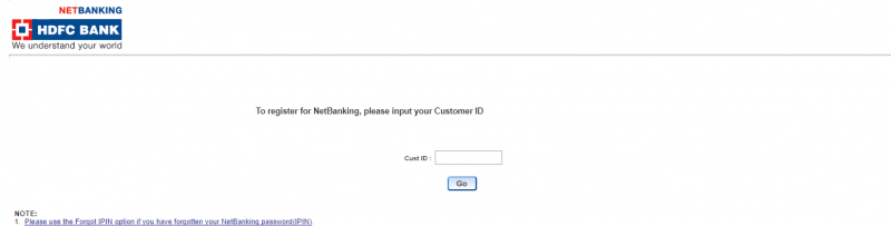 Register for HDFC netbanking online - Input Customer ID.