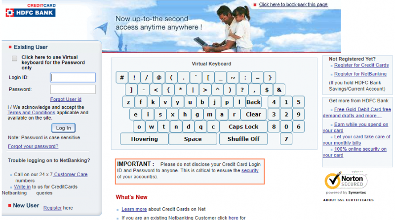 Login and pay HDFC credit card bill - for non-HDFC account holders