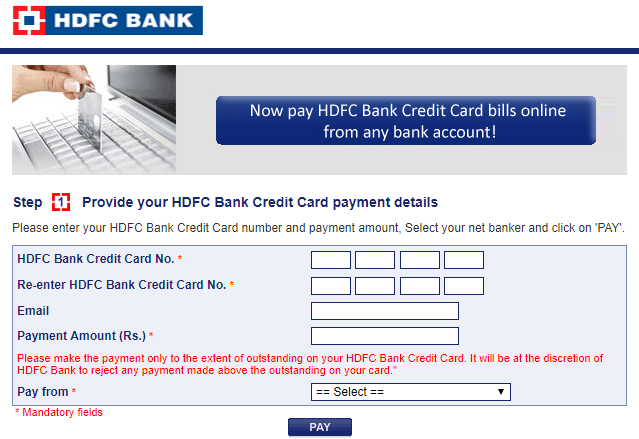 Make HDFC credit card payment via Billdesk - enter your details.
