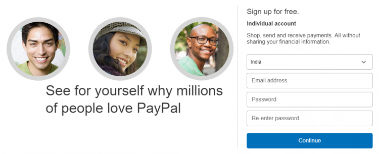 Sign up for a PayPal Account