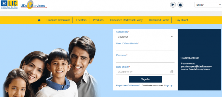 LIC policy payment online for registered users - sign in.